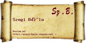 Szegi Béla névjegykártya